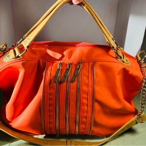 Olivia + Joy Chic Orange Shoulder Bag with Gold Accents